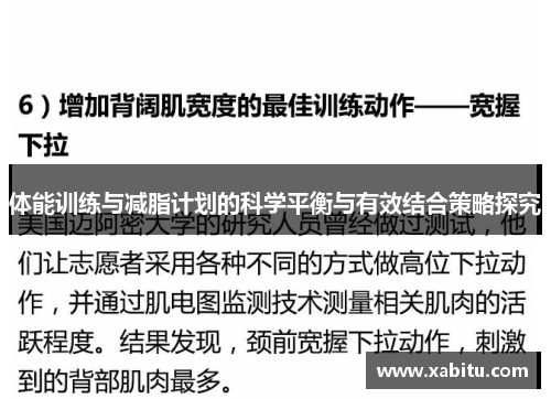 体能训练与减脂计划的科学平衡与有效结合策略探究